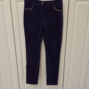Chico's Velvet Skinny Jeans with Gold Chain Pocket Trim - Purple